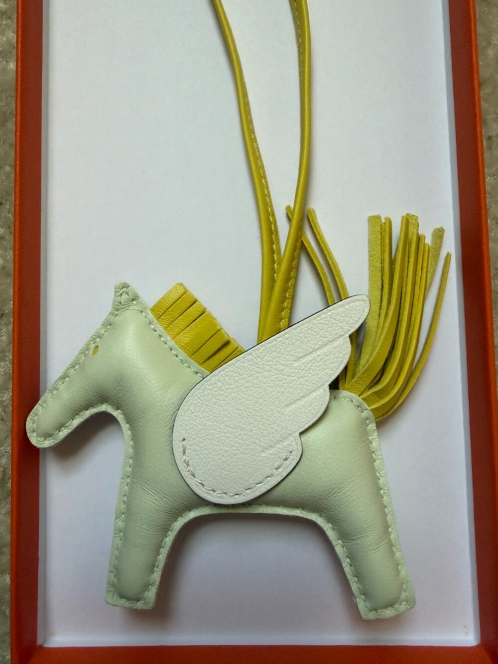 Hermès Rodeo Pegase PM Bag Charm – Mint Green / White / Yellow